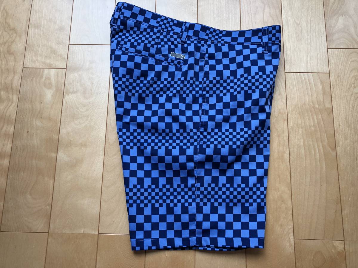 PUMA GOLF　プーマゴルフ　ショートパンツ　短パン　ブルー系　W85　中古 PUMA ゴルフ ショートパンツ ストレッチ RXL 白