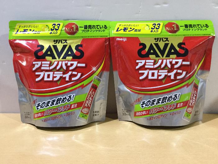 新品未開封 SAVAS/ザバス アミノパワープロテイン 4.2g 33本入り 2袋セット すっきりおいしい レモン風味