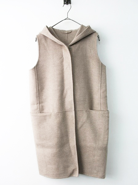 S Max Mara エスマックスマーラ アンゴラ混 ウールフード ロングベスト 