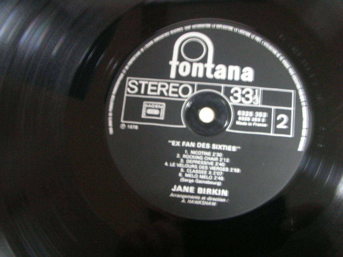 LP JANE BIRKIN EX FAN DES SIXTIES ジェーン・バーキンフランス盤 