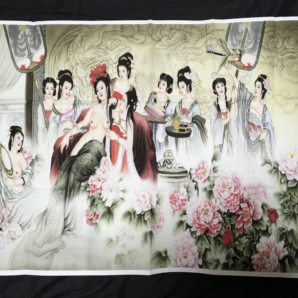 中国 春画 ヌード画 大判135㎝×69㎝