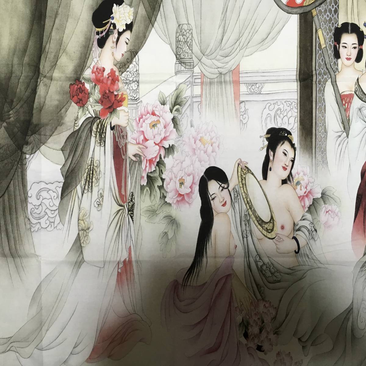 中国 春画 ヌード画 大判135㎝×69㎝