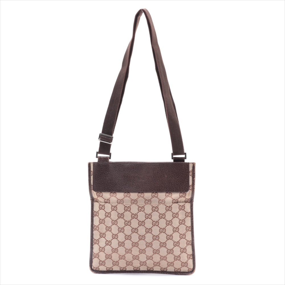正規品，格安 グッチ GUCCI GGキャンバス キャンバスXレザー ショルダーバッグ 茶 27639 213317(かばん、バッグ)｜売買されたオークション情報、yahooの商品情報をアーカイブ公開 - オークファン かばん、バッグ