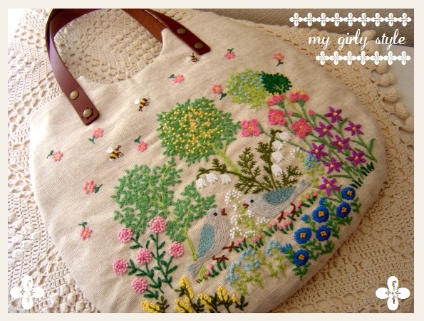 おしゃべり小鳥とお花畑 みつばちの手刺繍のリネンお かけバッグ 本革 ハンドメイド 女性用 売買されたオークション情報 Yahooの商品情報をアーカイブ公開 オークファン Aucfan Com