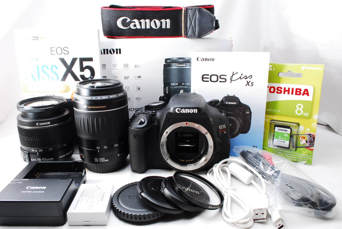 ☆新品級☆ Canon キャノン EOS kiss X5 超望遠ダブルレンズセット