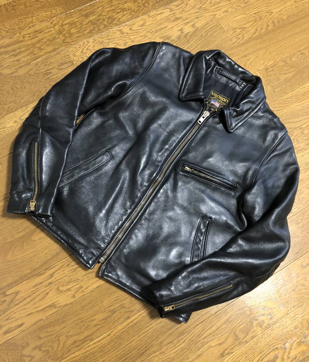 激シブ☆[VANSON] ENF 立ち襟 シングルライダース レザージャケット 38 バンソン USA製