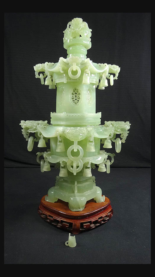 中国 古い玉石 彫刻 置物 直径8cm / 文鎮 時代 ヒスイ 天然石 骨董品