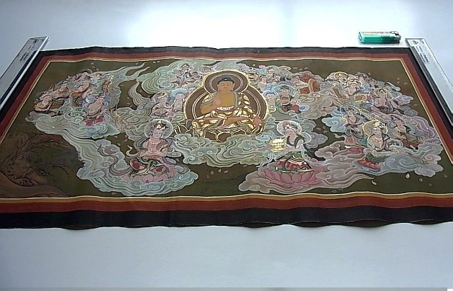 ☆ 肉筆仏画 阿弥陀如来聖衆来迎図 二十五菩薩 曼荼羅 保管品 R0603