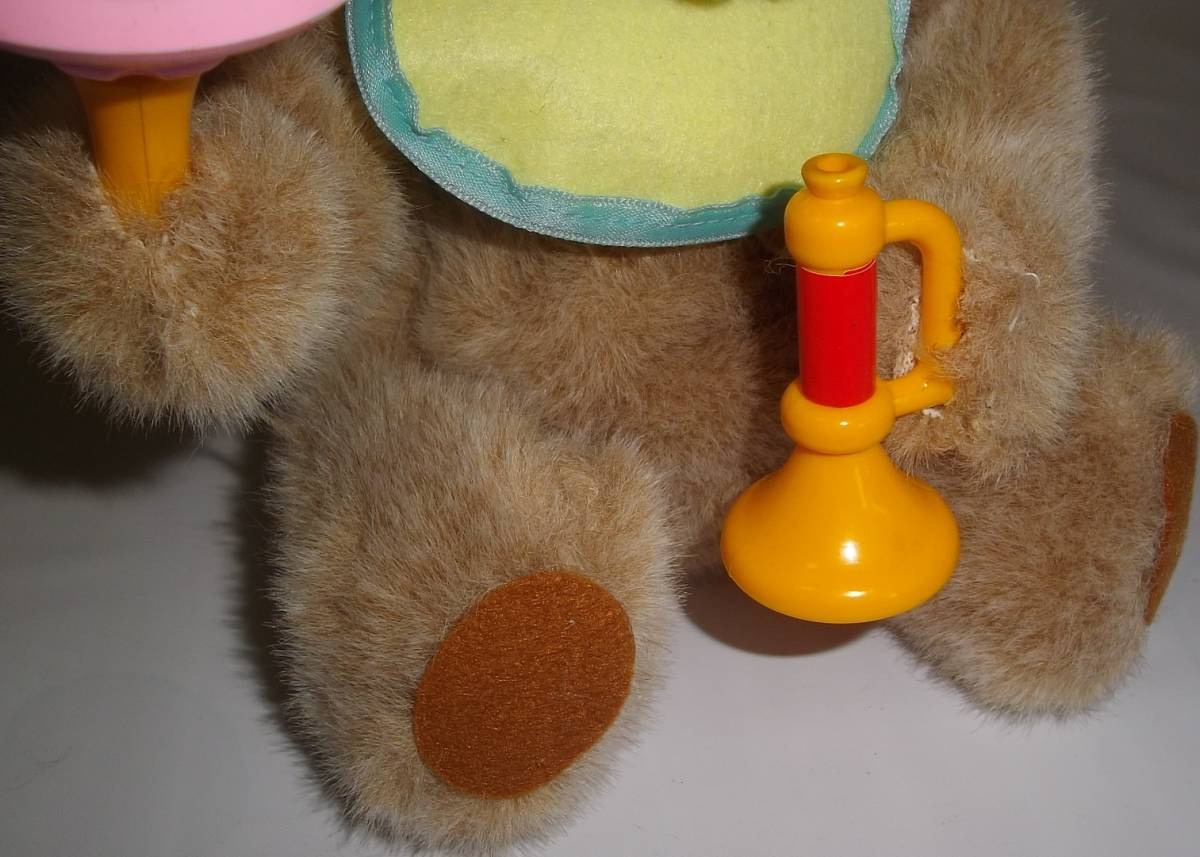 ◆アルプス商事 　動作品　くまさん人形◆レトロ 　日本製　玩具 　ガラガラ　ラッパ　電動　昭和おもちゃ　 ビンテージ_3