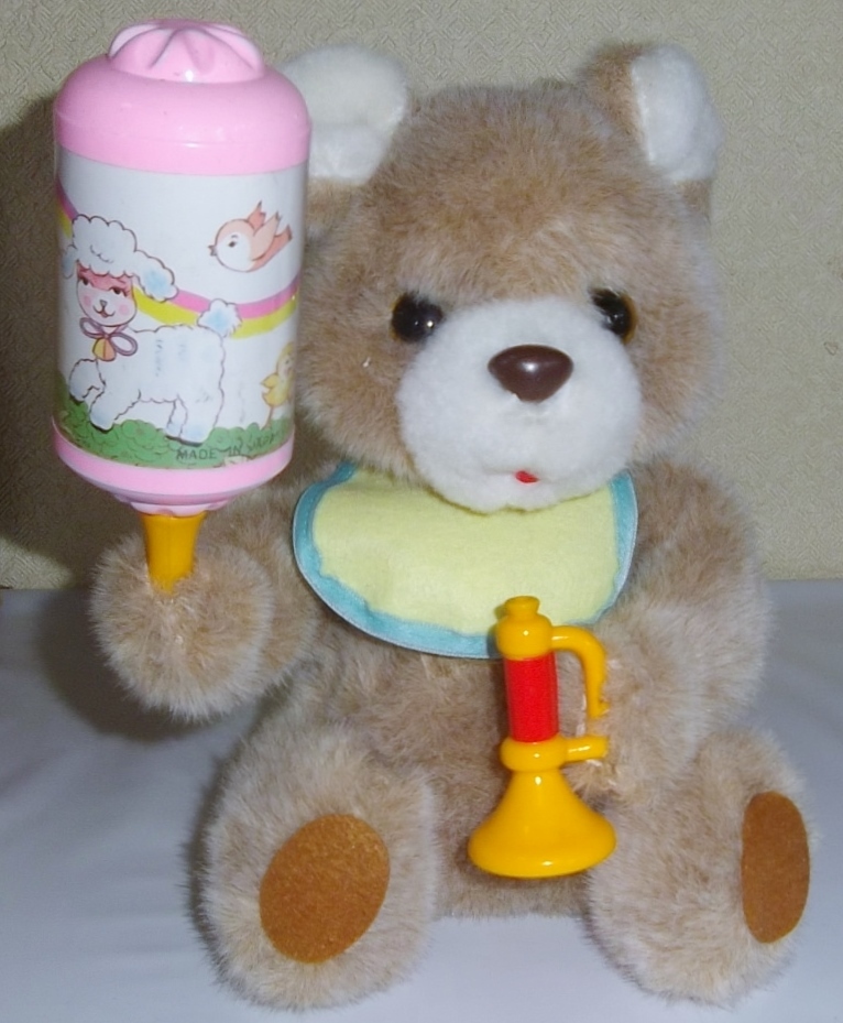 ◆アルプス商事 　動作品　くまさん人形◆レトロ 　日本製　玩具 　ガラガラ　ラッパ　電動　昭和おもちゃ　 ビンテージ_4