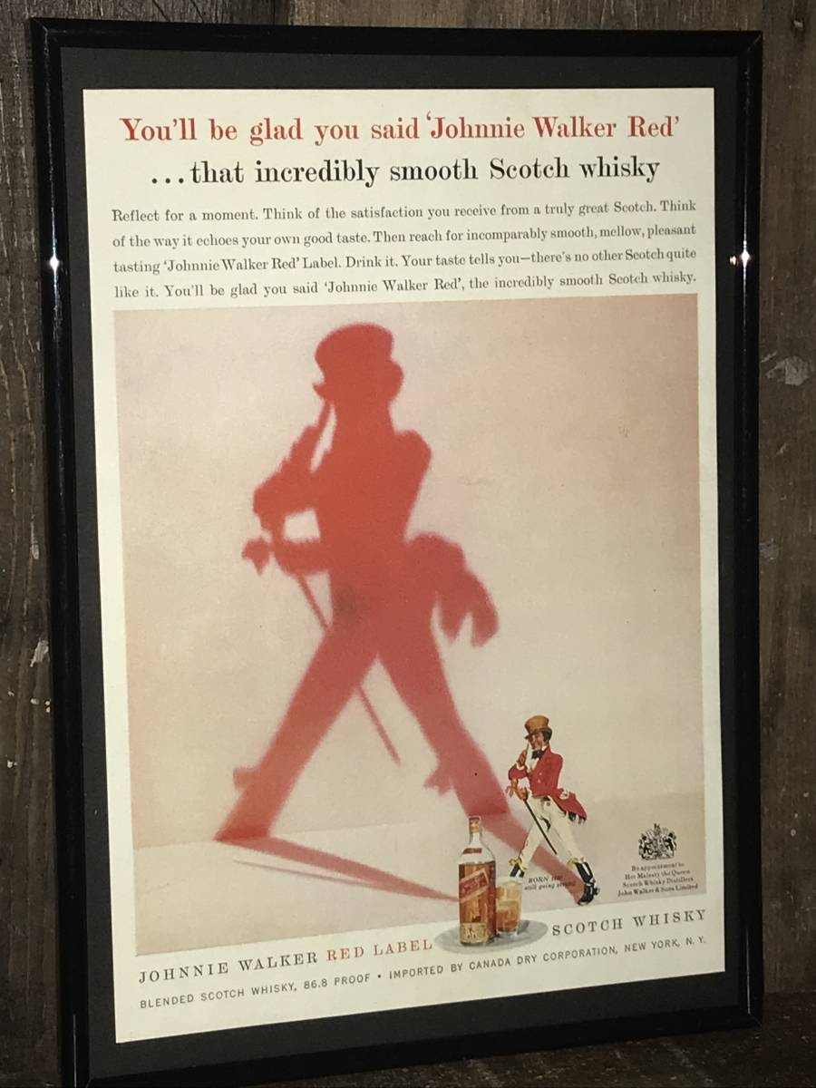 当時物 ジョニーウォーカー ヴィンテージ お店やバー お部屋のインテリア ボトル オールド スコッチ マスコット 洋酒 古酒 額装_1