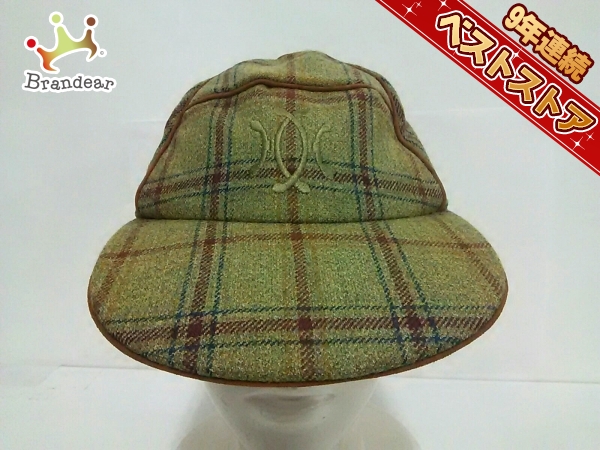 モッチ エルメス MOTSCH HERMES 帽子 キャップ 57 毛×レザー グリーン 