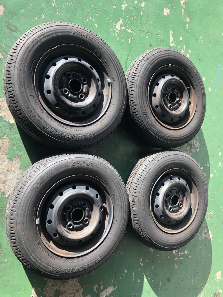 H17年式 DA64V スズキ エブリィ 純正 ホイール タイヤ付き 4本セット バリ山 145R12 LT 6PR 検) エブリィバン スクラム ジョインターボ