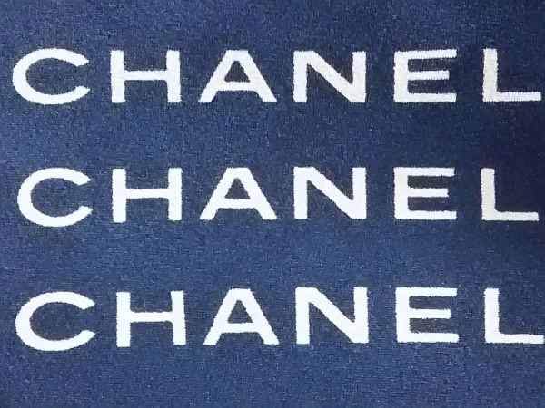 シャネル CHANEL スカーフ シルク ネイビー×ライトブルー×白 美品
