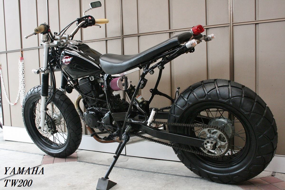 ★２３万円！TW200　ディスクブレーキ！TW　２００　実働車★ヤマハ　ロンスイカスタム！セル付き！ ☆YAMAHA TW200☆ 2JL ☆美車!!☆ フロントディスクブレーキ NEWタイヤ