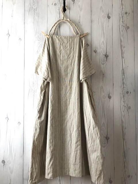 麻色cottonリネンストライプOP