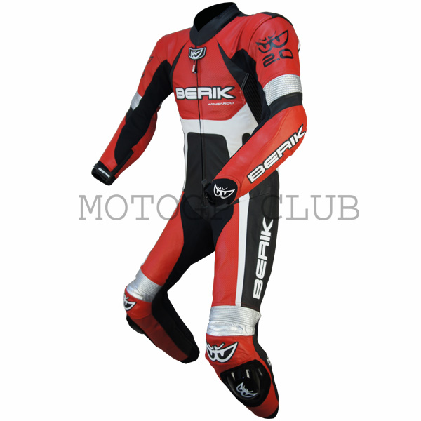 BERIK ベリック カンガルー レーシングスーツ 10719 RED 赤 56 即決 ハイグレードモデル プロテクター メッシュ V字シャーリング