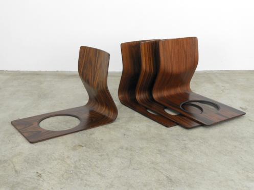 5脚セットTendo 天童木工 座椅子 藤森健次作 曲げ木 ケヤキ板