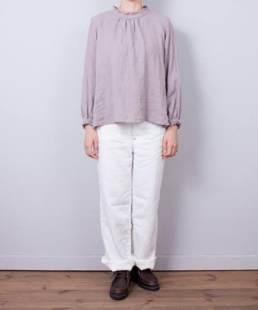 nest Robe ネスト ローブ リネンビエラスタンドフリルブラウス PINK