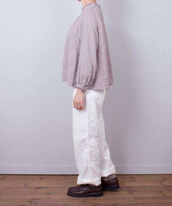 nest Robe ネスト ローブ リネンビエラスタンドフリルブラウス PINK