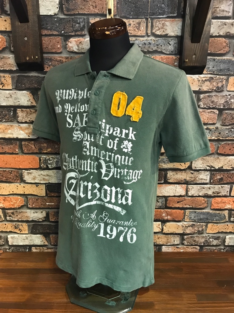 E853 メンズシャツ Purple Yellow ポロ パープルアンドイエロー おしゃれ アメカジ カジュアル ワッペン ゴルフ グリーン L Lサイズ 売買されたオークション情報 Yahooの商品情報をアーカイブ公開 オークファン Aucfan Com