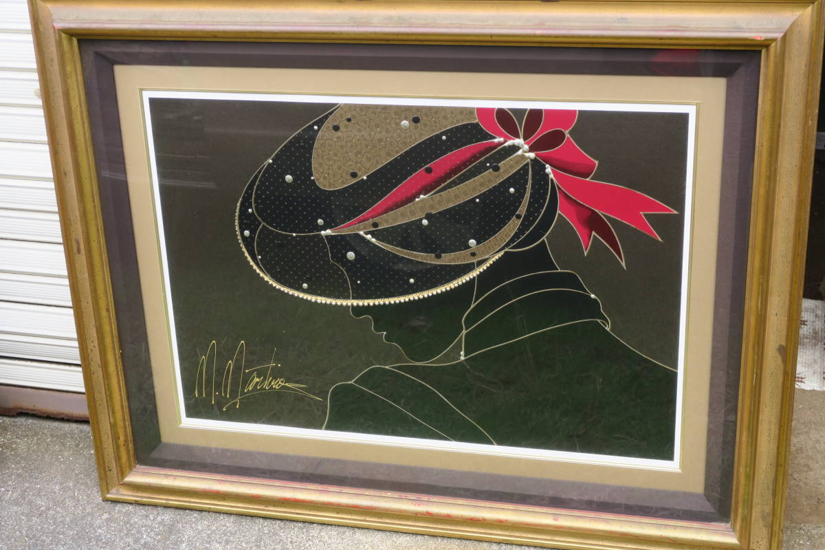 特大画 マーティロ・マヌキアン 「金色の背景」 ミクスドメディア