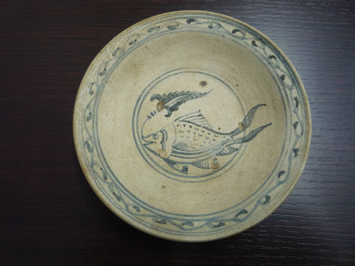 ☆タイ 古い宋胡禄(スンコロク) 鉄絵青磁魚文鉢 骨董 古玩 古美術 懐石
