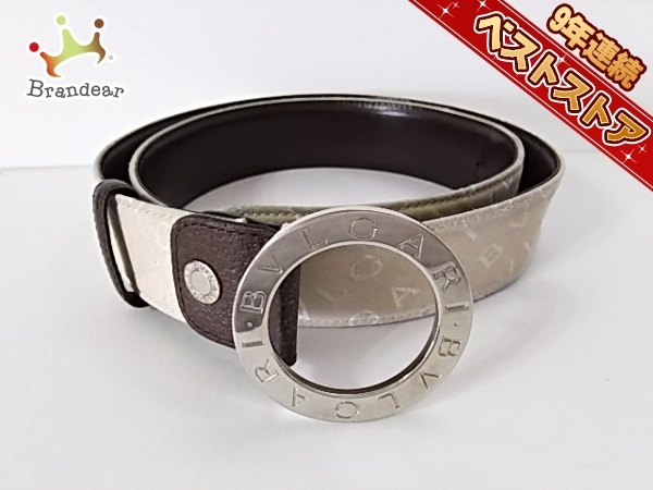 美品】 ブルガリ ベルト ロゴマニア サークルロゴ シルバー金具