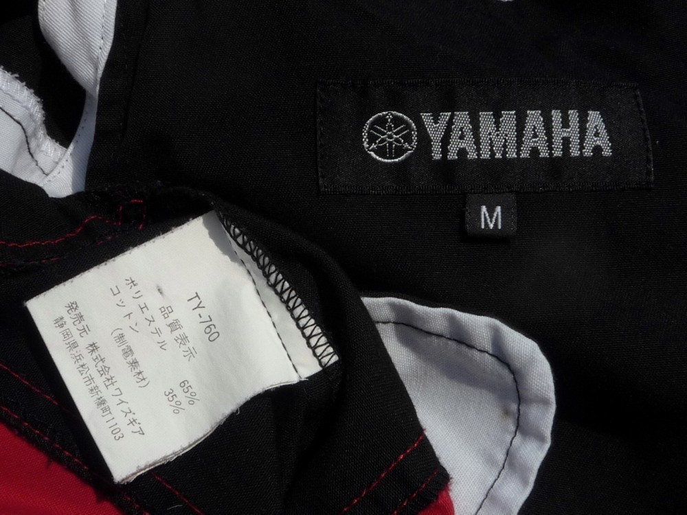 純正 TEAM YAMAHA RACING 布ツナギ M 赤 黒 白 ノースリーブ