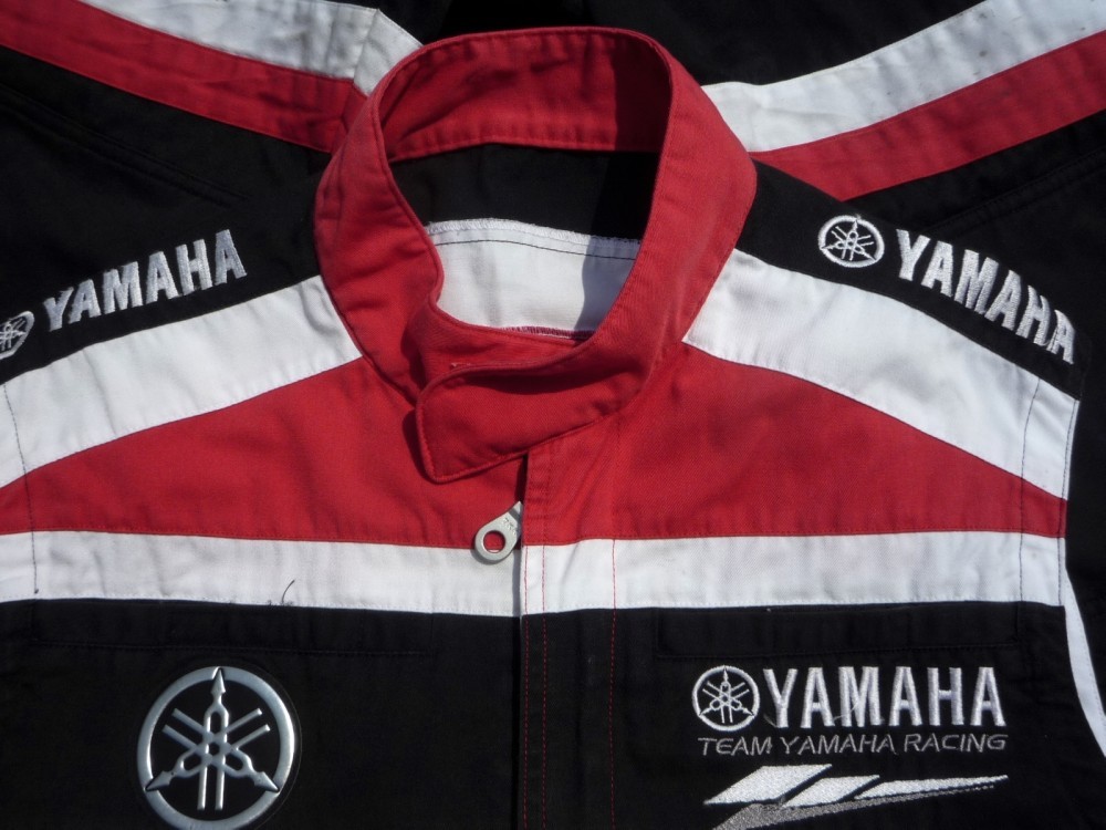 純正 TEAM YAMAHA RACING 布ツナギ M 赤 黒 白 ノースリーブ