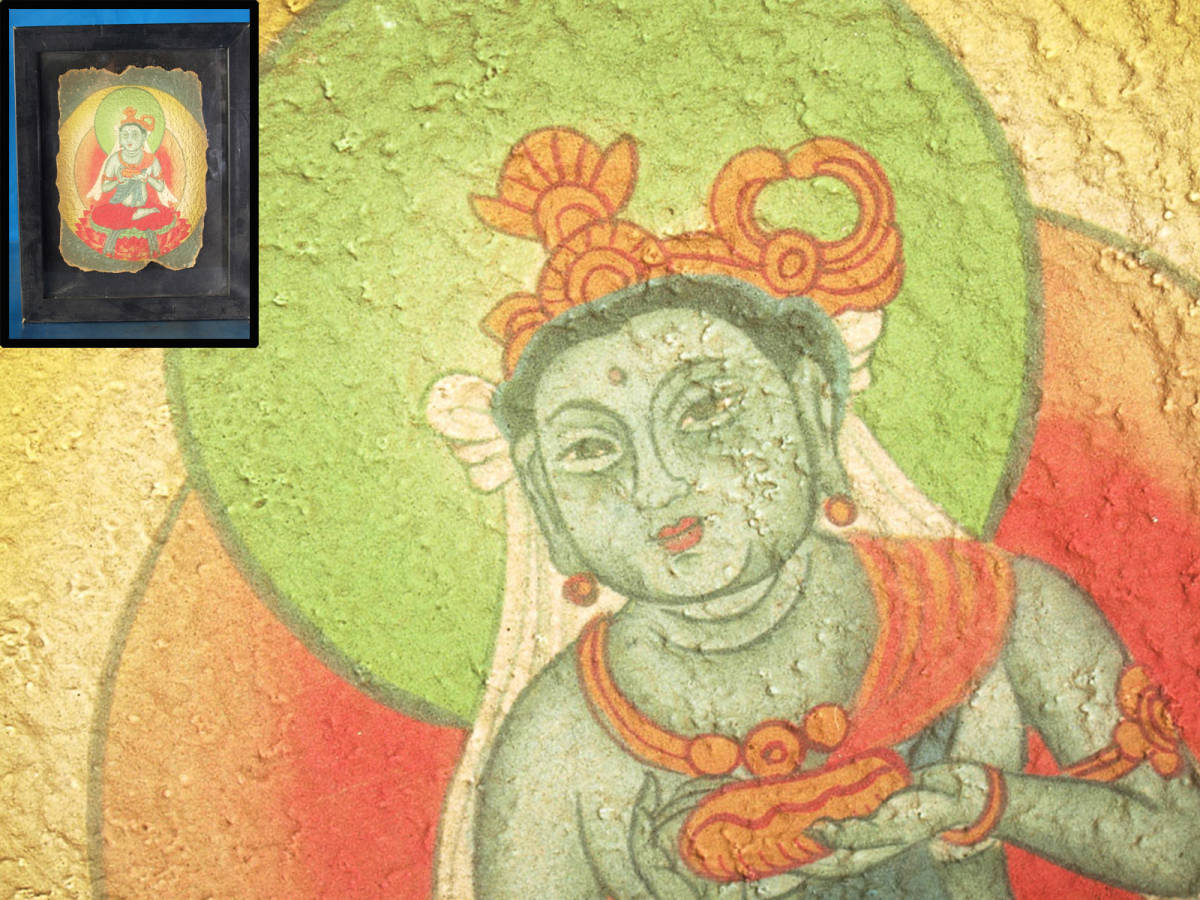 骨董市 掘り出し品中国時代 敦煌莫高窟壁画 人物像 AK1780B10-5 骨董