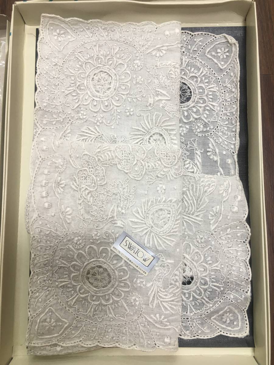 未使用品 刺繍SWATOW スワトウ ハンカチ 白 スワトウ ハンカチ | 白 手刺繍 スワトウ刺繍（カラーホワイト）の通販