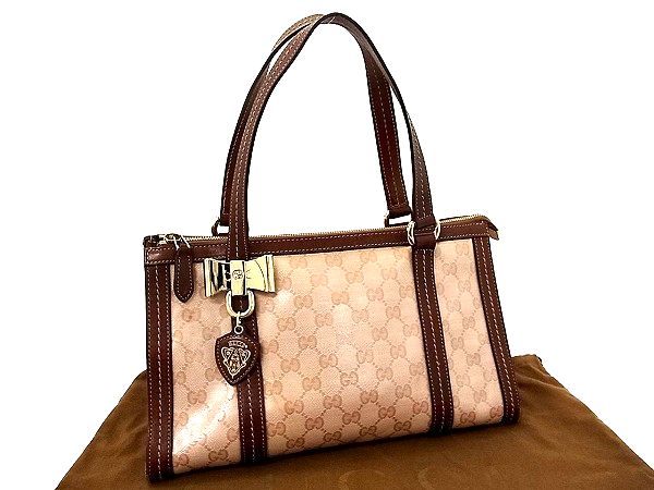 1円 □極美品□ GUCCI グッチ 181490 ロゴ GGキャンバス×レザー リボン 