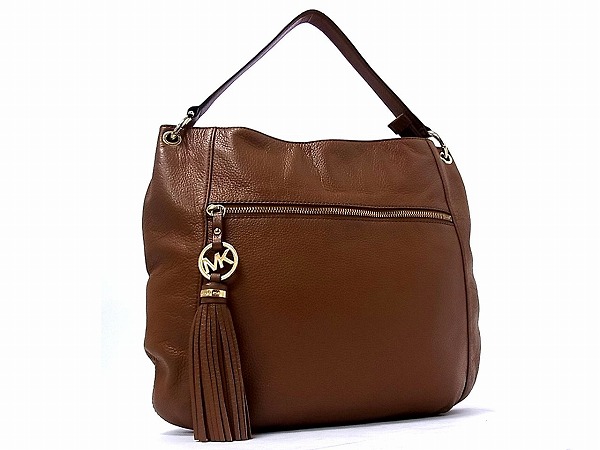 1円 □美品□ MICHAEL KORS マイケルコース MK ロゴ タッセル レザー 