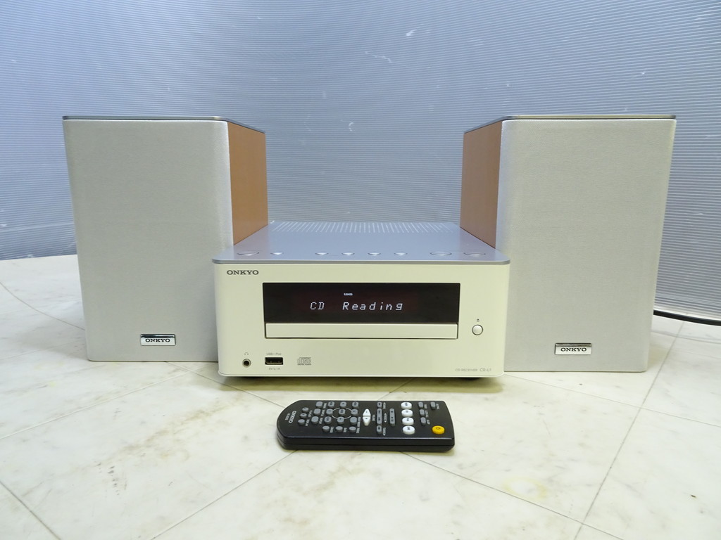 ONKYO CR-U1 CDレシーバー D-U1 スピーカー リモコン付 現状品□ONKYO/オンキョー CR-U1 CDレシーバー ペアスピーカーD-U1