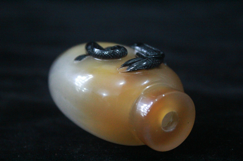 新作，人気】 極上珍品 貴重 瑪瑙製 双魚紋 鼻煙壷 薬壺 希少唐