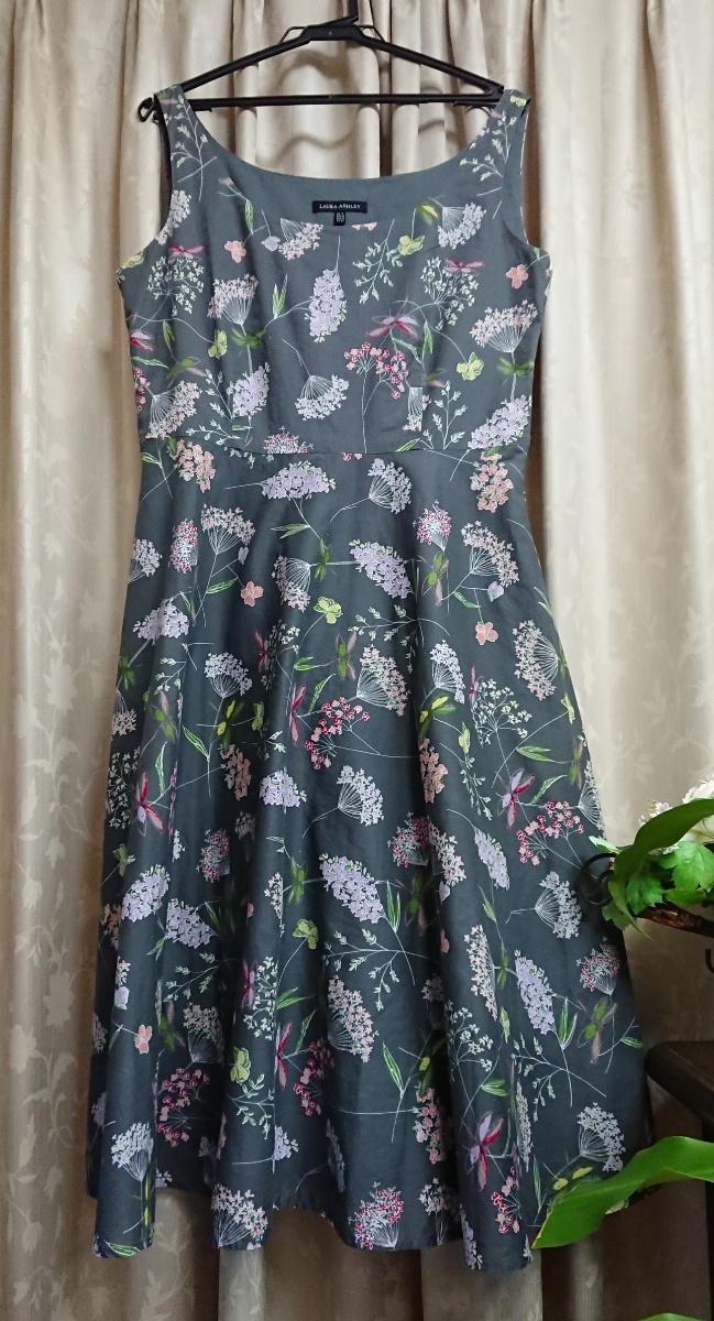 ローラアシュレイ lAURA ASHLEY ノースリーブ ワンピース 13号 グレー