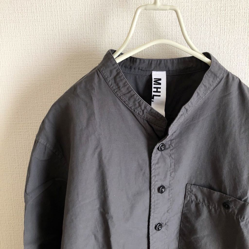 16SS MHL. バンドカラーシャツ M ノーカラー マーガレットハウエル