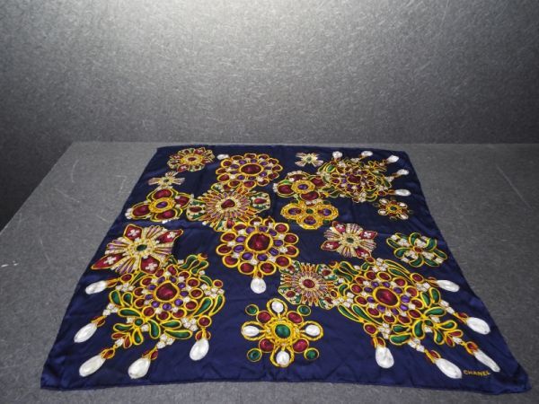 シャネル CHANEL スカーフ 大判 ストール 柄 ヴィンテージ 90s