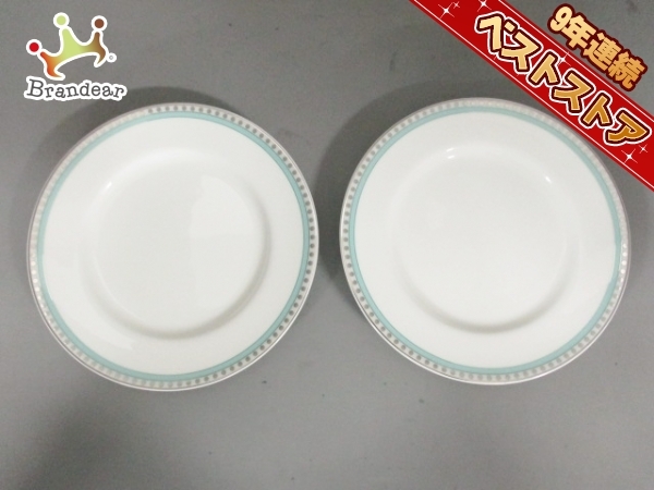 ティファニー TIFFANY&Co. 食器 プレート 陶器 白×ライトブルー