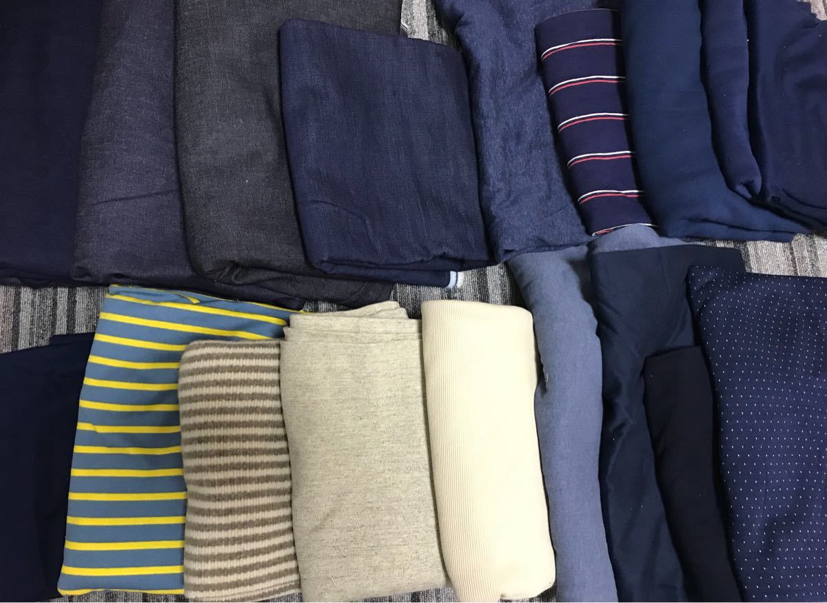 ストレッチデニム ニット他 生地まとめ売り はぎれ セット 140ボックス 色々詰め合わせ ハンドメイド 手作り ショップ フリマ リネン 大量_1