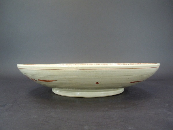 z323 北大路魯山人 赤絵大皿 識箱 直径 約45.5cm 検 骨董 (色絵磁器