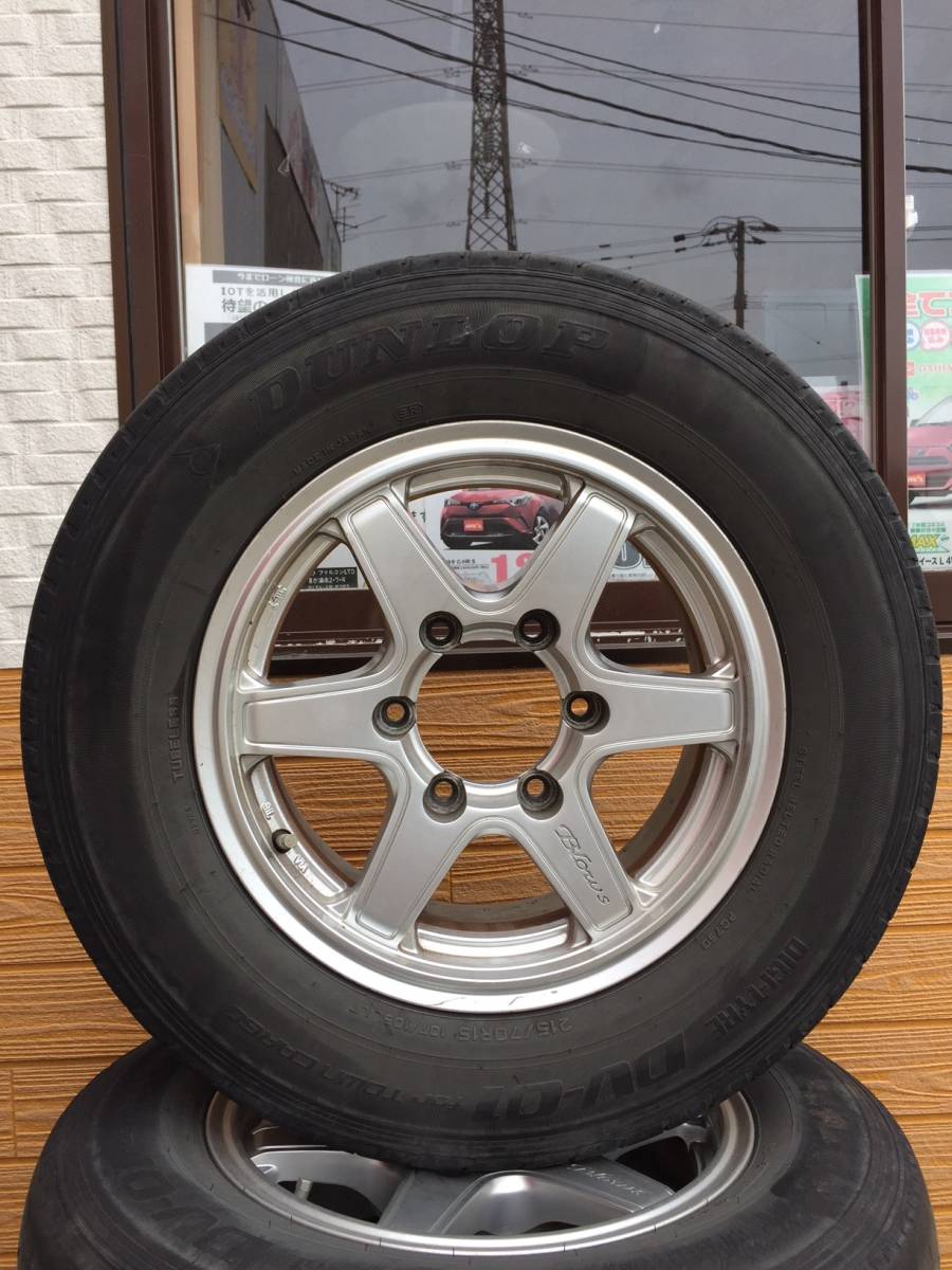 ハイエース200系 DUNLOP DV-01 215/70R15 107/105L LT 6穴 PCD139.7 溝ありバリ山夏タイヤ 社外アルミホイール付！！★4