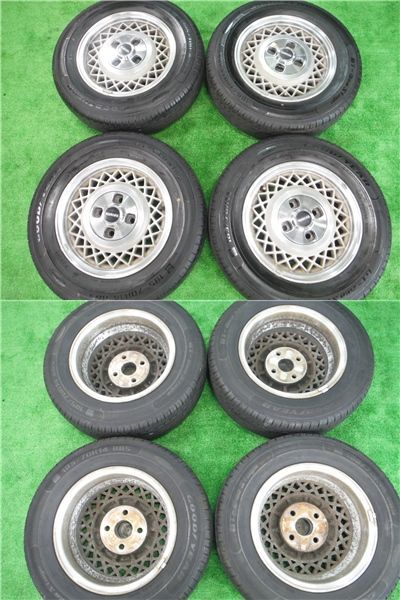 GX61 マーク2 グランデ ツインカム24 後期 純正 アルミホイール 14インチ 5.5J +27 PCD114.3 4穴 センターキャップ付き 1台分セット 1G