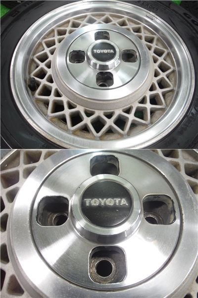 GX61 マーク2 グランデ ツインカム24 後期 純正 アルミホイール 14インチ 5.5J +27 PCD114.3 4穴 センターキャップ付き 1台分セット 1G