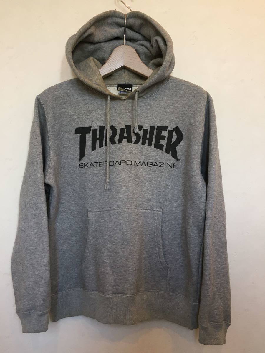 人気セール，限定SALE THRASHER スラッシャー ロゴプリント スウェットパーカーM グレー マガジン スケートボードウエア ビンテージ(ウエア)｜売買されたオークション情報、yahooの商品情報をアーカイブ公開 - オー ウエア