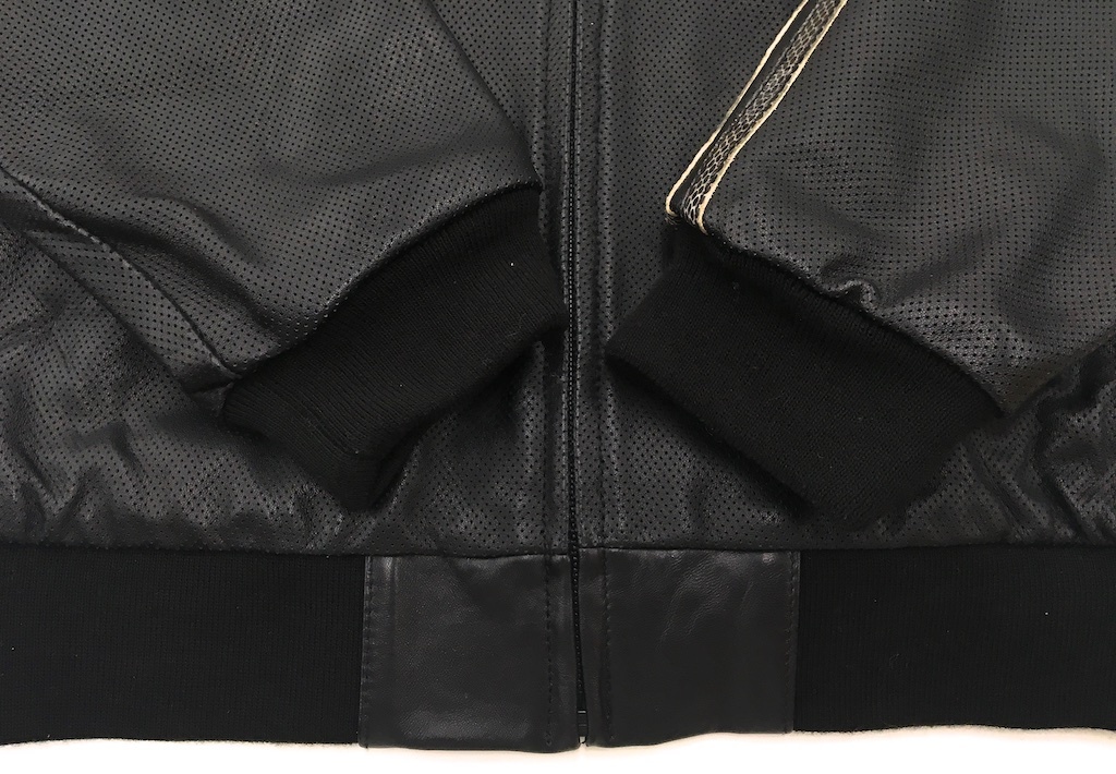 adidas アディダス レザー ジャケット パンチングレザー×パイソン柄 黒 US:S JP:M adidas(アディダス) adidas leather (アディダス) 中古・古着通販adidas ラムレザー