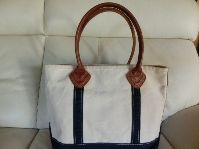 ■格安スタート■エルエルビーン　LL　BEAN　トートバック　レザーハンドル　ネイビー　モノグラム　Y　刺繍　_2