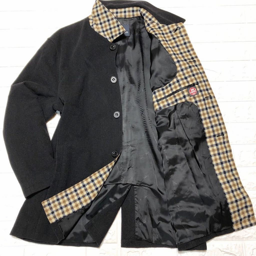 ★カシミヤ混！上品な男の着こなし★美品 アクアスキュータム Aquascutum ステンカラー コート ハーフ丈 ブラック XXL メンズ 秋 冬 カシミヤ コート（ブランドアクアスキュータム Aquascutumアクアスキュータム定価286,000円（税込 男前でいたいなら、アクアスキュータムでコーデせよ！ | MEN'S