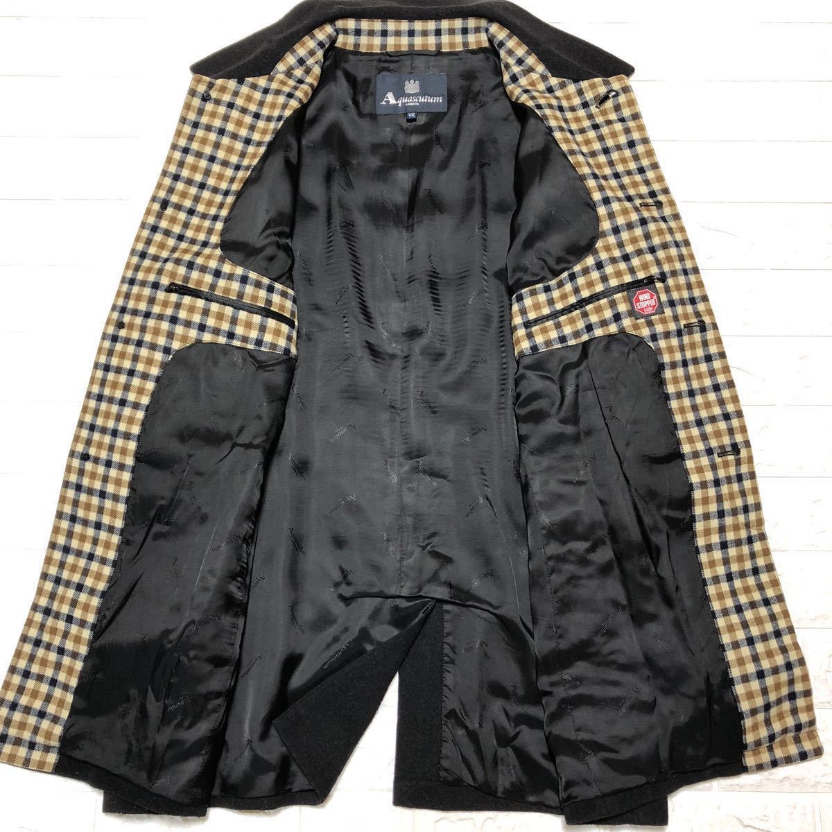 ★カシミヤ混！上品な男の着こなし★美品 アクアスキュータム Aquascutum ステンカラー コート ハーフ丈 ブラック XXL メンズ 秋 冬 カシミヤ コート（ブランドアクアスキュータム Aquascutumアクアスキュータム定価286,000円（税込 男前でいたいなら、アクアスキュータムでコーデせよ！ | MEN'S